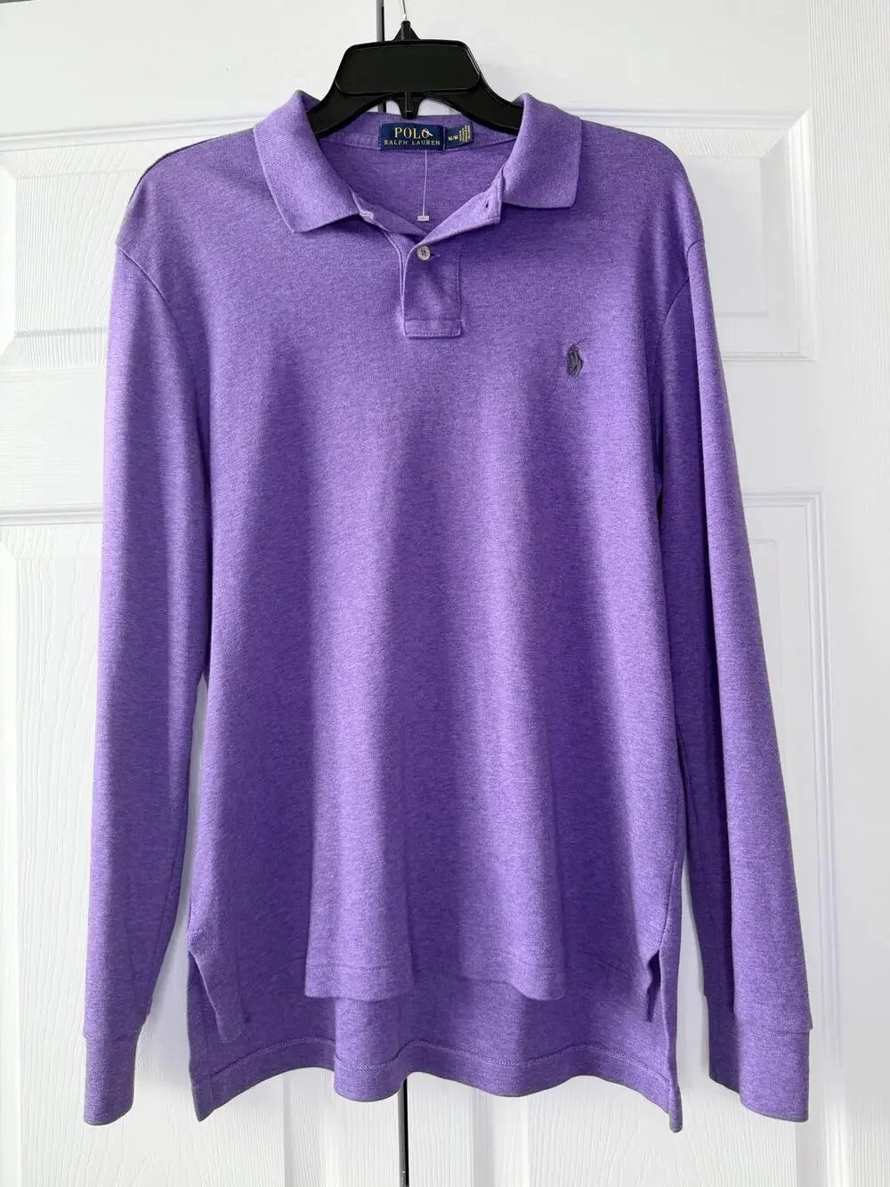 Polo Ralph Lauren Men's Polo Shirt Long Sleeve Embroidered Logo Purple Size M